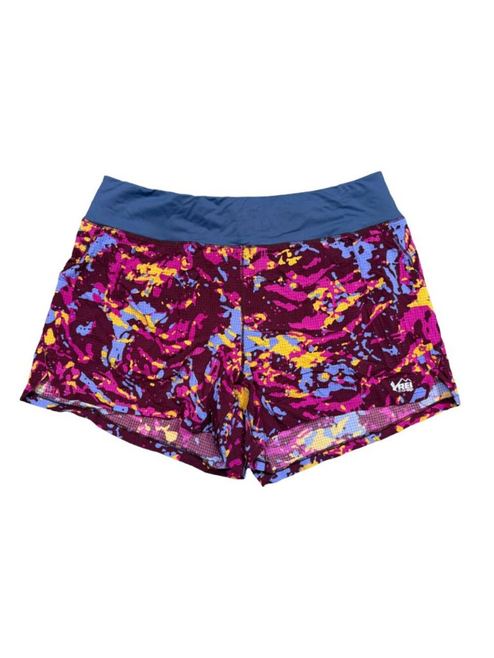 REI Co-op Swiftland 5" Running Shorts Womens XL Burgundy Print Colorful Lined